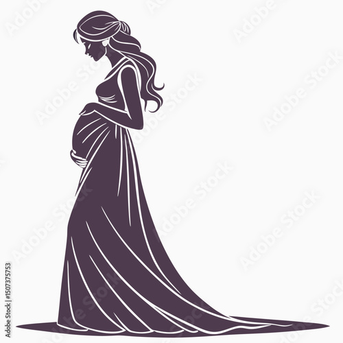 Elegant Silhouette of Pregnant Woman