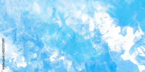 Abstract blue watercolor gradient paint grunge texture background. Stylist beautiful white clouds in natural bright .Abstract watercolor blue sky overlay effect, creating a calming abstract background