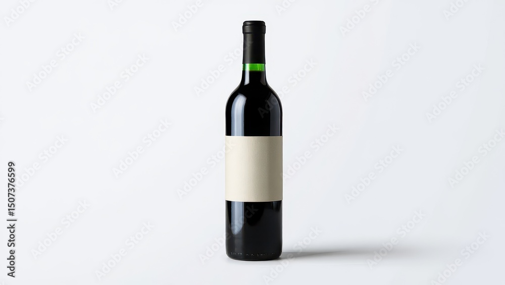 Fototapeta premium Elegant Red Wine Bottle with Blank Label on White Background for Mockup and Design Templates