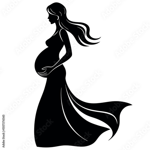 Elegant Silhouette of Pregnant Woman