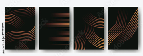 Sophisticated collection of geometric pattern art on dark background for modern design