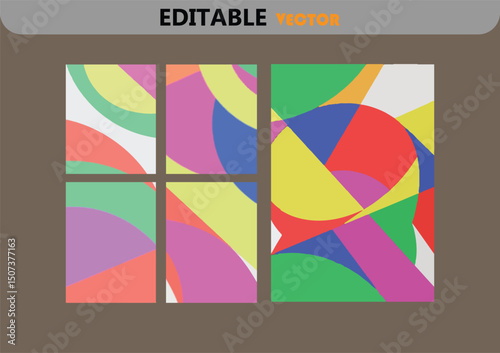 Abstract colorful geometric pattern with overlapping circles and segments divided into sections creating a modern and vibrant design suitable for backgrounds or creative projects vector illustration
