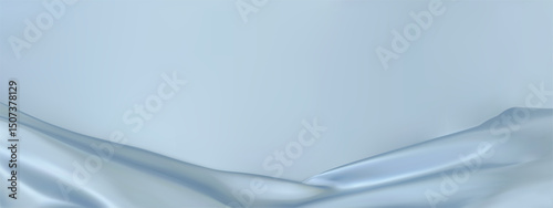 Luxury abstract blue background with ribbon silk elements. 3D vector illustration.