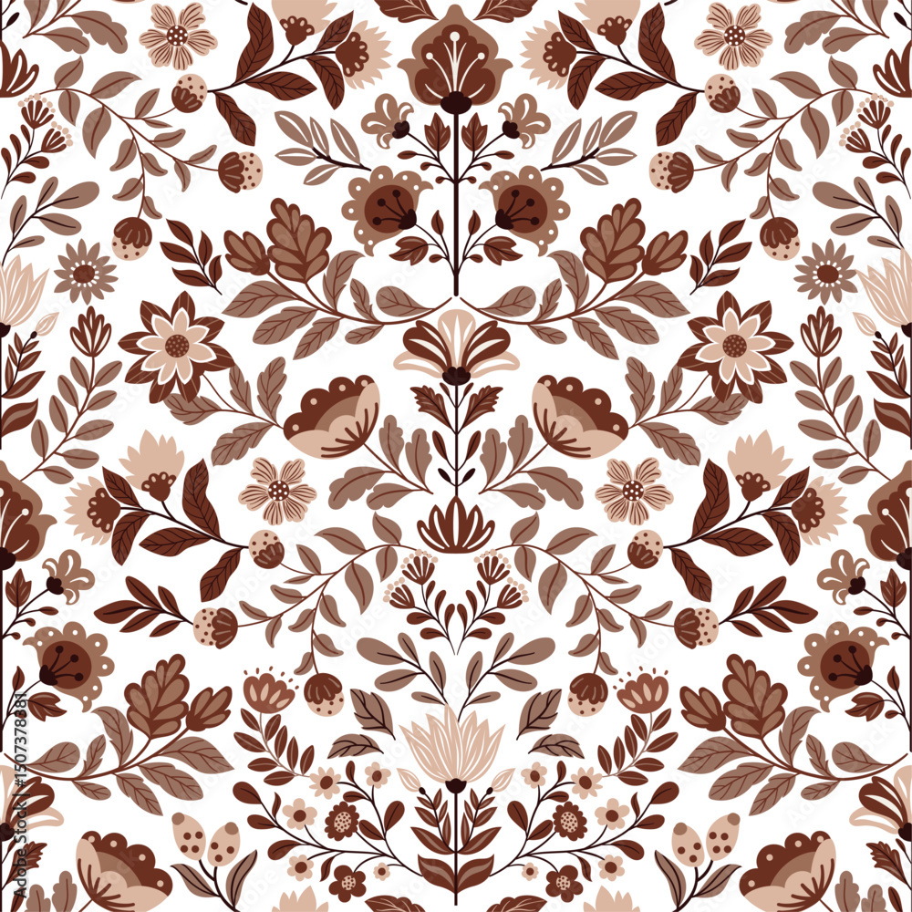 custom made wallpaper toronto digitalSeamless folk art pattern with traditional Scandinavian floral motifs. Colorful vector design with flowers on a white background. Ideal for fabric, wallpaper, wrapping paper, and home decor.