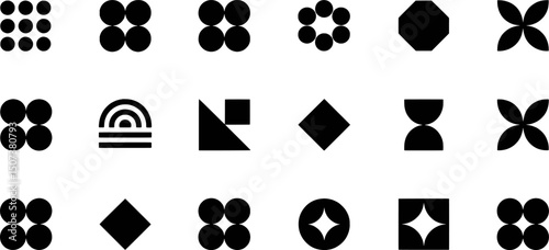 Abstract geometric shapes black and white design elements