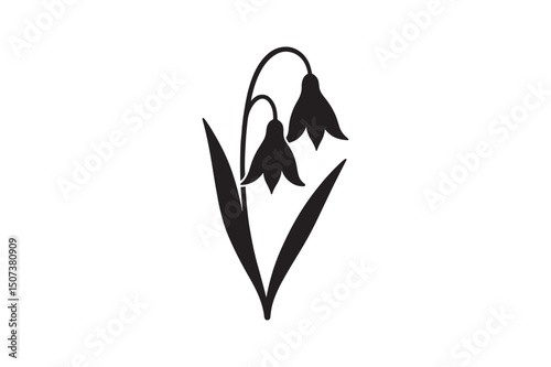 Bluebell flower silhouette vector art illustration on white background