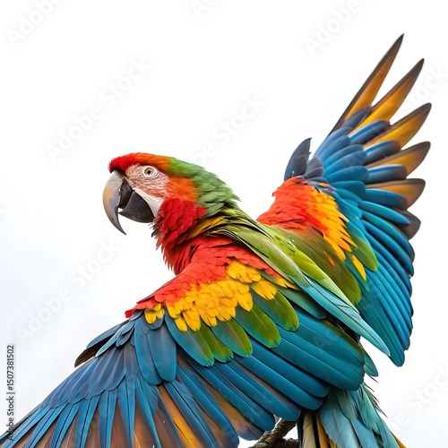 Wallpaper Mural Scarlet macaw isolated on white background with vibrant plumage and open wings Torontodigital.ca