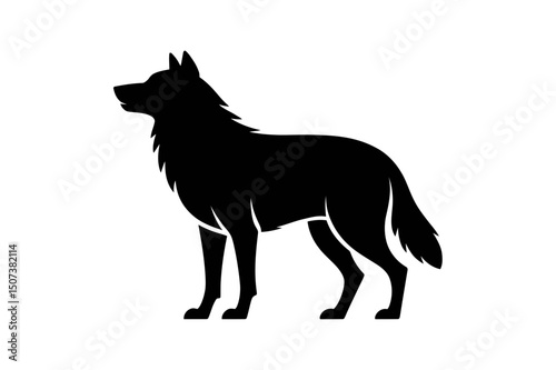 Black silhouette of a standing wolf illustration