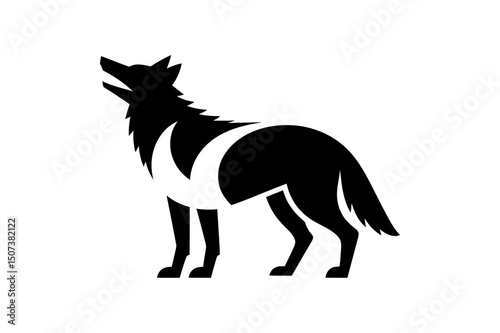 Black wolf howling vector animal silhouette design