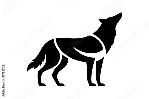 Black wolf howling silhouette vector illustration