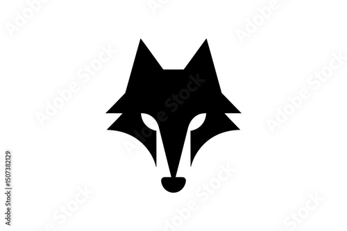 Black wolf head logo design vector illustration