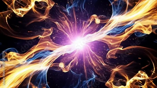 Captivating energy burst animation with swirling plasma effects and vibrant color transitions
