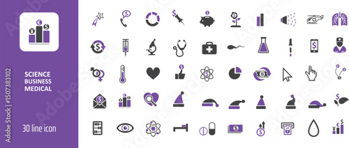 Thirty science business medical icons set set of vector icons for your design