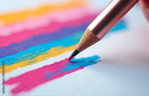 shot rose gold stylus hovering layered digital paint strokes soft diffused light vibrant colors blending
