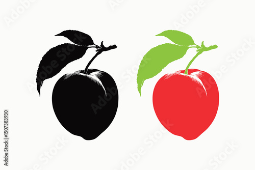 The red apple glows with life and sweetness while its black twin holds the silence of mystery and the weight of untold secrets vector design