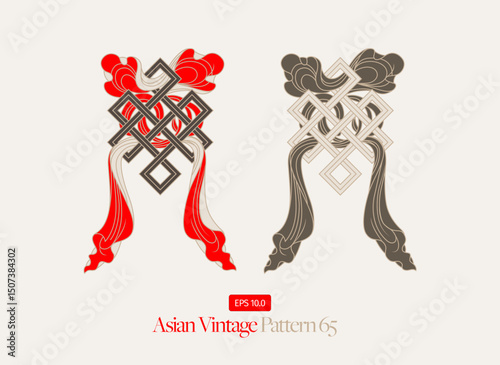 Asian Vintage Pattern,Vector illustrations of ancient traditional totems