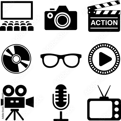 Filmmaking icons cinema movie production video