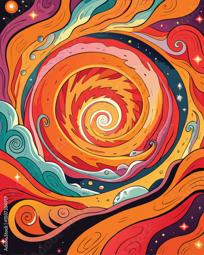 abstract background with circles orange red blue style