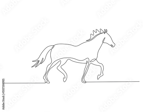 Horse animal continuous line. Continuous one line drawing of horse. Fast animal, horse power concept. Single line drawing