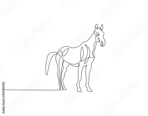 Horse animal continuous line. Continuous one line drawing of horse. Fast animal, horse power concept. Single line drawing