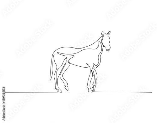 Horse animal continuous line. Continuous one line drawing of horse. Fast animal, horse power concept. Single line drawing