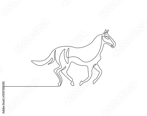 Horse animal continuous line. Continuous one line drawing of horse. Fast animal, horse power concept. Single line drawing