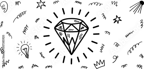 Sparkling diamond doodle art idea design