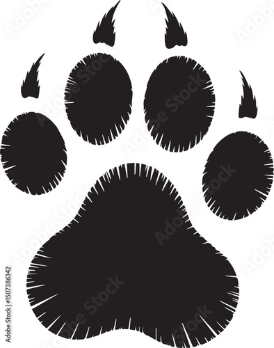 Stylized black paw print with sharp claws