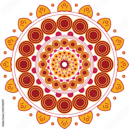 Mandala art design also called rangoli, decorative elements on white background