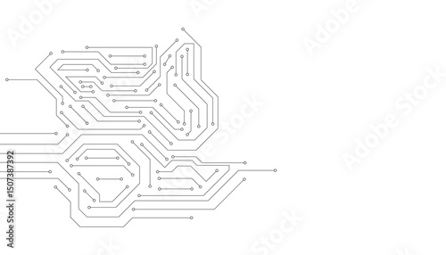 Circuit Board Hi Technology Grayscale Color Tone Pattern For Infographic Vector Background. 