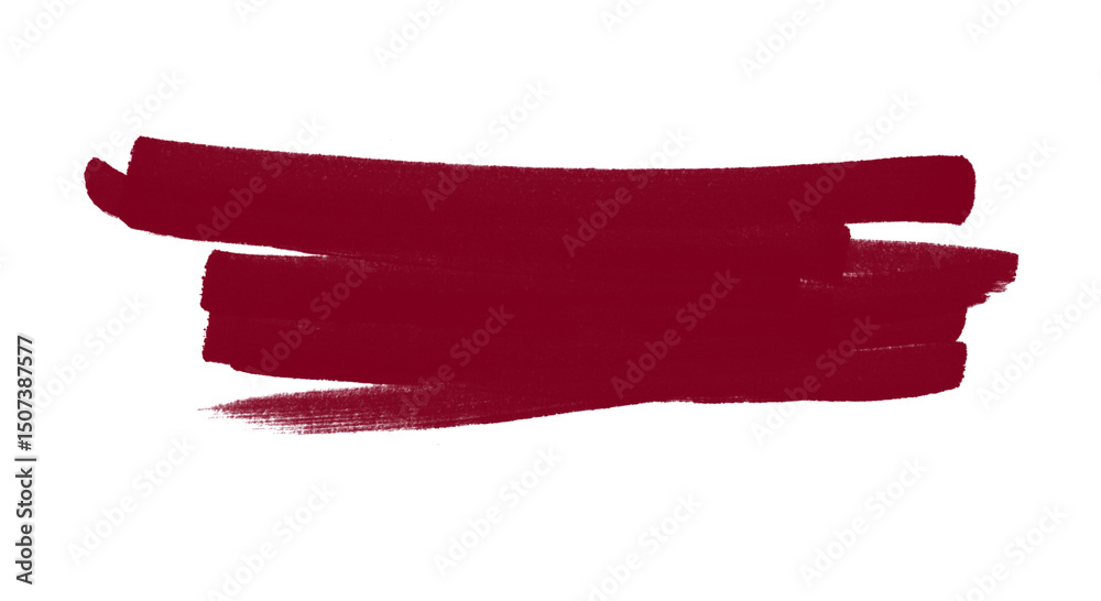 Fototapeta premium Bold Crimson Brushstroke Banner A Single Horizontal Paint Mark on Transparent Backdrop Ideal for Highlighting Text or Adding Artistic Flair