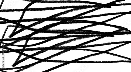 Bilde på lerret Chaotic Black Scribbles on Clear Backdrop for Dynamic Designs, Perfect for Overl