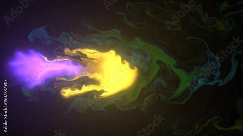 Colorful flames bursting And black background
