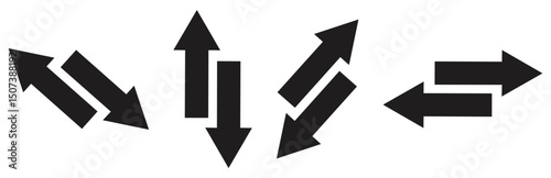 Set of Arrows Icon Bold and Black Vector.