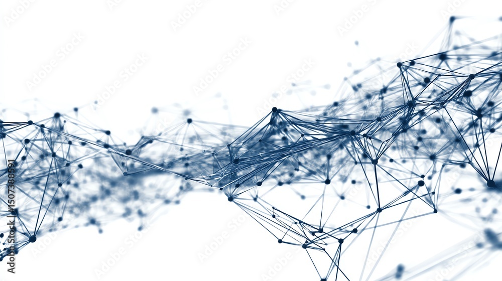 Fototapeta premium Abstract Network Connection: Digital Nodes and Lines Intertwined, Creating a Dynamic and Futuristic Visual Representation of Global Connectivity and Data Flow