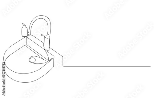 kitchen sink Continuous single line drawing