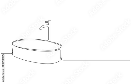 kitchen sink Continuous single line drawing