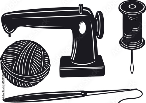 Sewing Tools Silhouette Pack | Needle, Thread, Yarn