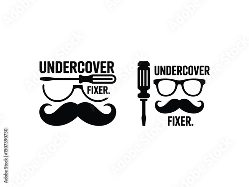 Undercover fixer mustache glasses screwdriver design