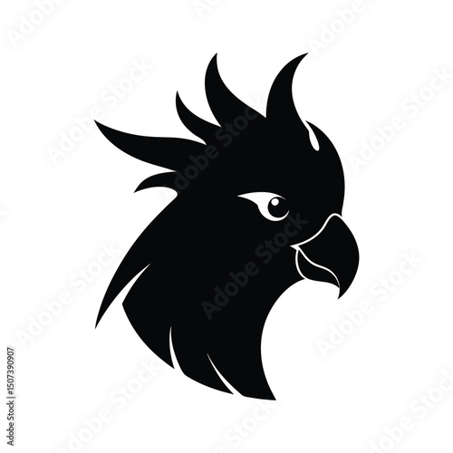 A cockatoo head silhouette vector art illustration