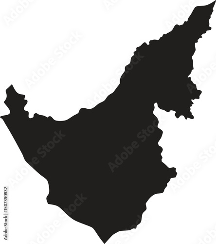 Brunei black map silhouette vector style with white background