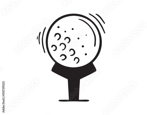 golf ball icon doodle hand drawn. Outline drawing golf ball line clipart symbol