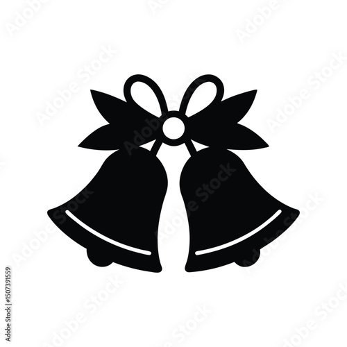 Silhouette Christmas bells vector art illustration