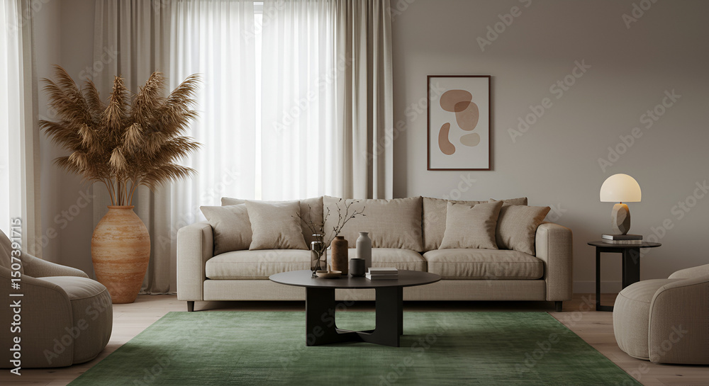 Fototapeta premium Modern Minimalist Living Room Interior
