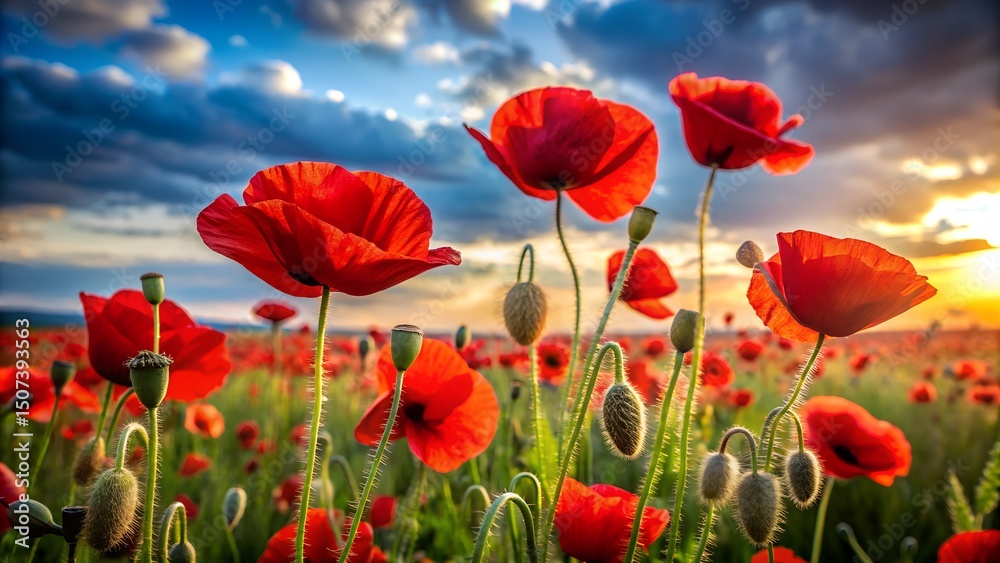 Fototapeta premium field of red poppies