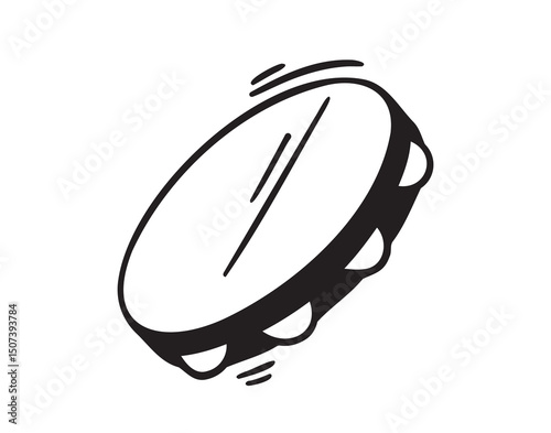 tambourine icon doodle hand drawn. Outline drawing tambourine line clipart symbol