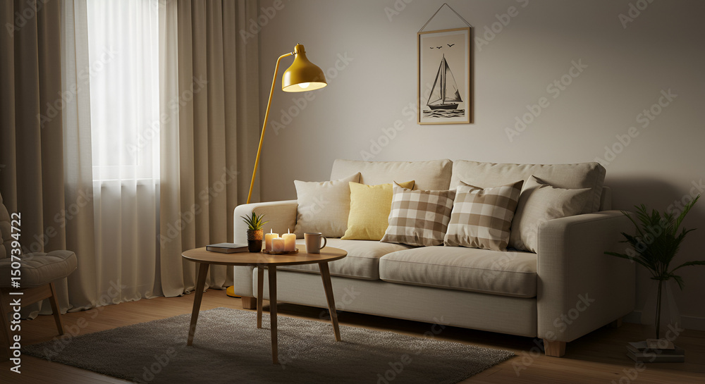 Fototapeta premium Modern Minimalist Living Room Interior