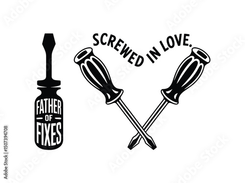 Father of fixes screwdriver design love heart
