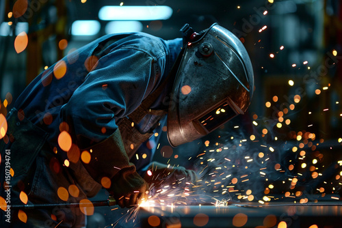 Welder Working with Sparks
