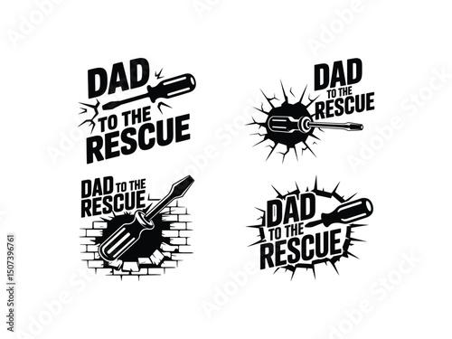 Dad to the rescue handyman father's day logos